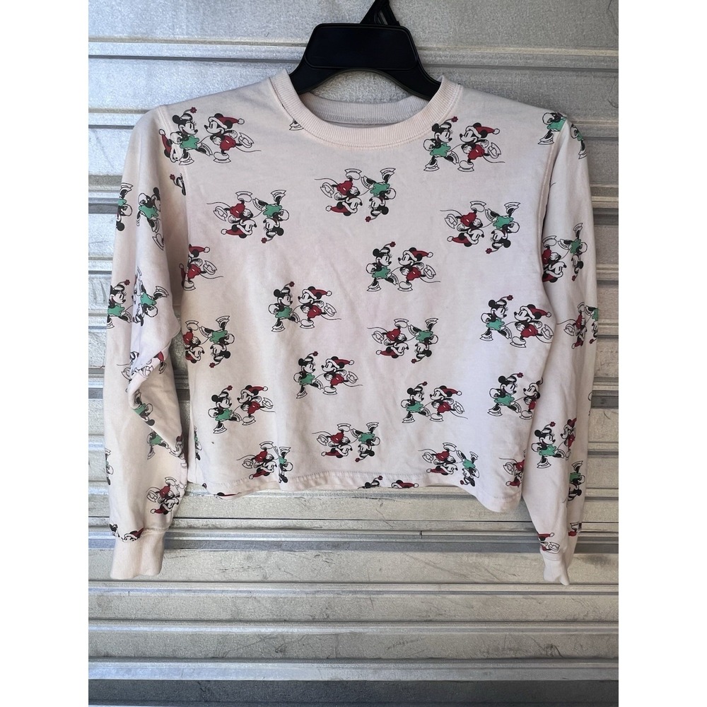 Juniors Crop Top Disney  Ice Skating Christmas Sweatshirt Sz Small Whimsycore